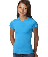 2605 LA T Girls' Fine Jersey Vintage Longer Length T-Shirt Vintage Turquoise