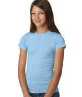 2616 LA T Girls’ Fine Jersey Longer Length T-Shirt Light Blue