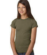 2616 LA T Girls’ Fine Jersey Longer Length T-Shirt Military Green