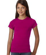 2616 LA T Girls’ Fine Jersey Longer Length T-Shirt Fuschia