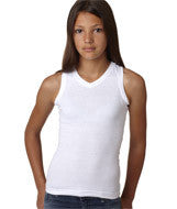 2624 LA T Girls V-Neck Racer Back Tank White