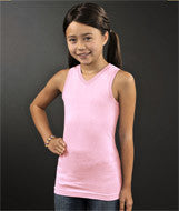 2624 LA T Girls V-Neck Racer Back Tank Pink