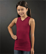 2624 LA T Girls V-Neck Racer Back Tank Garnet
