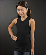 2624 LA T Girls V-Neck Racer Back Tank Black
