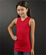 2624 LA T Girls V-Neck Racer Back Tank Red