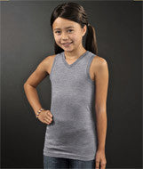 2624 LA T Girls V-Neck Racer Back Tank Heather (93/7)