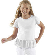 2627 LA T Girls' Fine Jersey Ruffle T-Shirt White