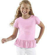 2627 LA T Girls' Fine Jersey Ruffle T-Shirt Pink