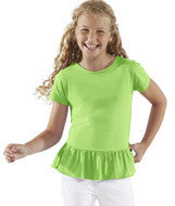 2627 LA T Girls' Fine Jersey Ruffle T-Shirt Key Lime
