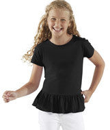 2627 LA T Girls' Fine Jersey Ruffle T-Shirt Black