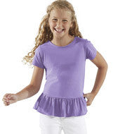 2627 LA T Girls' Fine Jersey Ruffle T-Shirt Lavender