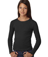 2634 LA T Girls' Baby Rib Long-Sleeve Tiny Tee Black