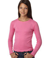 2634 LA T Girls' Baby Rib Long-Sleeve Tiny Tee Raspberry Sorbet