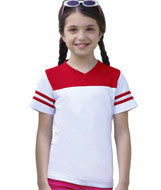 2637 LA T Girls Football T Shirt White/ Red