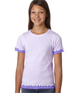 2638 LA T Girls' Baby Rib Double Ruffle Tee Lilac/ Lavender