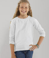 2652 LA T Girls' Lightweight French Terry Slouchy Pullover White