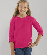 2652 LA T Girls' Lightweight French Terry Slouchy Pullover Hot Pink