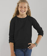 2652 LA T Girls' Lightweight French Terry Slouchy Pullover Black