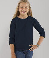 2652 LA T Girls' Lightweight French Terry Slouchy Pullover Navy