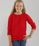 2652 LA T Girls' Lightweight French Terry Slouchy Pullover Red