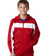 2705 Badger Youth Brushed Tricot Hooded Jacket Red/ White
