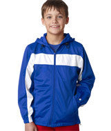2705 Badger Youth Brushed Tricot Hooded Jacket Royal/ White