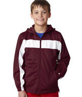 2705 Badger Youth Brushed Tricot Hooded Jacket Maroon/ White