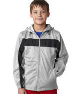 2705 Badger Youth Brushed Tricot Hooded Jacket Silver/ Black