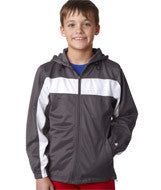 2705 Badger Youth Brushed Tricot Hooded Jacket Graphite/ White