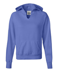 Comfort Colors - Ladies' Pigment-Dyed Frayed Hooded Pullover - 1595 Flo_blue