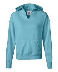 Comfort Colors - Ladies' Pigment-Dyed Frayed Hooded Pullover - 1595 Lagoon_blue
