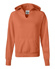 Comfort Colors - Ladies' Pigment-Dyed Frayed Hooded Pullover - 1595 Melon