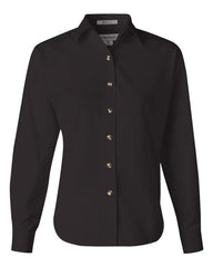 FeatherLite - Ladies' Long Sleeve Stain Resistant Tapered Twill Shirt - 5283 Onyx_black/_stone