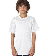 2930 Badger Youth B-Core Henley Tee White