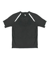 2932 Badger Youth Competitor Henley Tee Black/ White