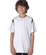 2937 Badger Youth Pro Placket Henley Tee White/ Black