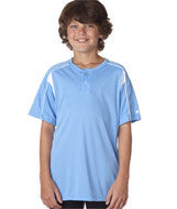 2937 Badger Youth Pro Placket Henley Tee Columbia Blue/ White