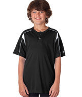 2937 Badger Youth Pro Placket Henley Tee Black/ White