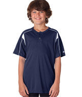 2937 Badger Youth Pro Placket Henley Tee Navy/ White