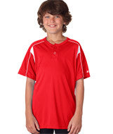 2937 Badger Youth Pro Placket Henley Tee Red/ White
