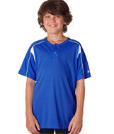 2937 Badger Youth Pro Placket Henley Tee Royal/ White