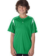 2937 Badger Youth Pro Placket Henley Tee Kelly Green/ White