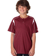 2937 Badger Youth Pro Placket Henley Tee Maroon/ White