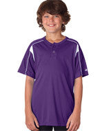 2937 Badger Youth Pro Placket Henley Tee Purple/ White