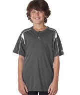 2937 Badger Youth Pro Placket Henley Tee Graphite/ White