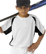 2938 Badger Youth Hook Henley Tee White/ Black