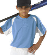 2938 Badger Youth Hook Henley Tee Columbia Blue/ White