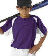 2938 Badger Youth Hook Henley Tee Purple/ White