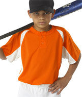 2938 Badger Youth Hook Henley Tee Burnt Orange/ White