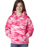 2969 Code V Youth Camouflage Pullover Hooded Blended Sweatshirt with Pouch Pocket Pink Woodland